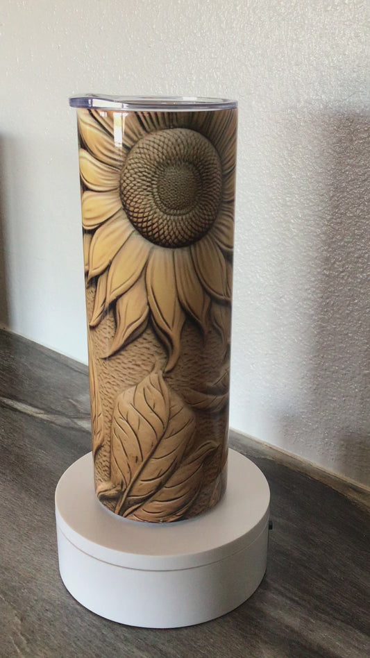 3D tooled leather sunflower